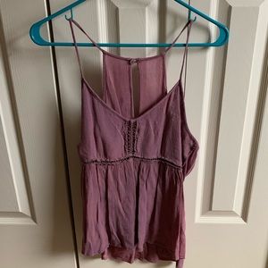 Purple tank top with lace design